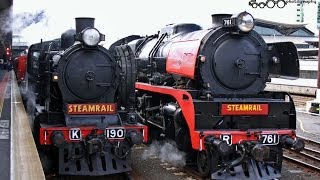 Steamrail amp VGR Maldon Steam Spectacular R761 amp K190  Australian Trains Victoria [upl. by Adlesirhc119]