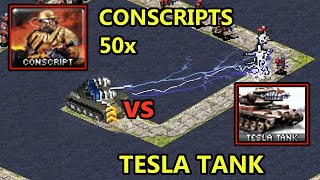 Tesla Tank TD vs 50 Conscripts  Red Alert 2 [upl. by Vincenta521]