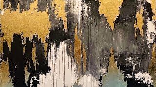 How To  Gold Leaf Abstract Contemporary Painting  Acrylic Paint and Gold Leaf Art [upl. by Sanoy]