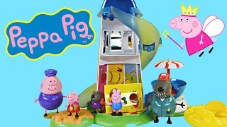 Peppa Pig Helter Skelter Slide Playground Play Doh Ice Cream with Peppapig and Friends by DCTC [upl. by Yenaffit505]