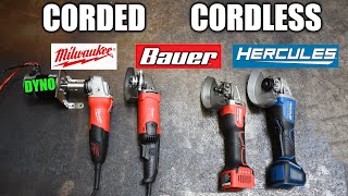 Corded v Cordless Angle Grinders Dynod Milwaukee vs Harbor Freight [upl. by Ainek]