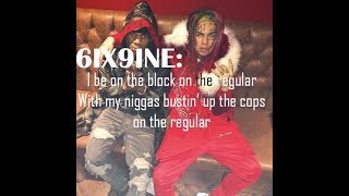 6ix9ine quotKeKequot Ft A Boogie amp Fetty Wap LYRICS [upl. by Irved962]