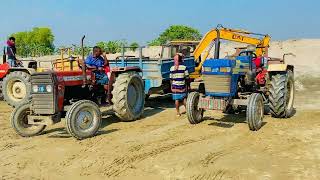 Swaraj Mahindra Sonalika Tractors Loading Sand by Jcb 3dx  Tractor Fully loaded trolley  Ep 440 [upl. by Nylehtak553]