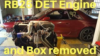 RB25DET build R32 GTST Time Attack Car  engine and gearbox removal for the build [upl. by Tengler97]