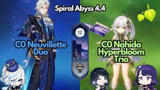 DUO C0 Neuvillette x TRIO C0 Nahida  Spiral Abyss 44  36 Stars  Genshin Impact [upl. by Aihselat738]