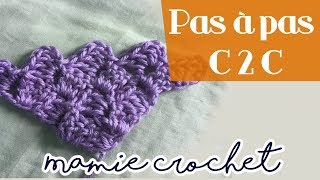 Comment faire du c2c au crochet facile et rapide pas à pas apprendre la crochet [upl. by Ioved]