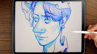 ASMR Drawing A Character Using Procreate  Colorful Portraiture Using Linework  Draw With Me [upl. by January386]