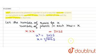 2025 plants are to be planted in a garden in such away that each row contains as many plants as [upl. by Jacobba630]