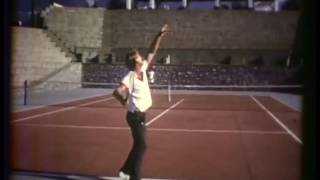 Lew Hoad at LH tennis campThe ServiceMijas Spain summer 1973 [upl. by Yziar]