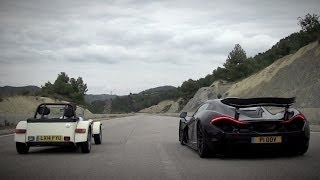 McLaren P1 Vs Caterham 160R  Top Gear [upl. by Sidwel768]