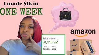 Working my 1st Peak Season at AMAZON 😱 How I Made 1K in ONE WEEK 🤑 amazon [upl. by Aicinat701]