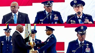 Defense Sec and Gen Brown at US Transportation Command Change of Command 2024 [upl. by Abigail]