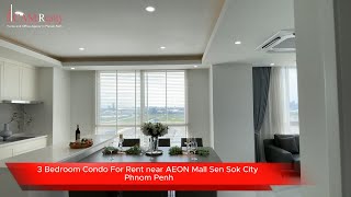 N851168  3 Bedroom Condo For Rent near AEON Mall Sen Sok City Phnom Penh [upl. by Obadias]