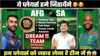 AFG vs SA Dream11 Team Today Prediction SA vs AFG Dream11 Afghanistan vs South Africa Dream11 [upl. by Ednutabab]