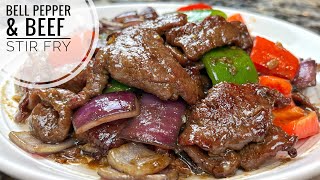 Beef And Bell Pepper Stir Fry  Beef Stir Fry With Vegetables Pepper Steak Recipe [upl. by Ahseekat]