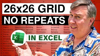 Excel  26x26 Letter Grid amp No RepeatsBoth Ways Episode 1700 [upl. by Ahker108]