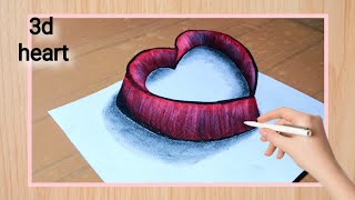 How to draw Beautiful 3d heart✨♥️💯heart 3dart [upl. by Notnirb449]