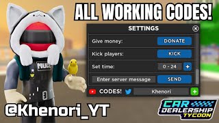 🤑NEW ALL WORKING CODES FOR CAR DEALERSHIP TYCOON NOVEMBER 2023 cardealershiptycoon [upl. by Alleoj]