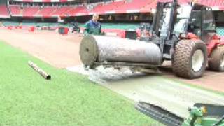 The worlds biggest and fastest stadia turf laying machine Amazing [upl. by Parnas]