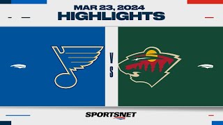 NHL Highlights  Blues vs Wild  March 23 2024 [upl. by Inalial]