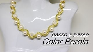 NM Bijoux  Colar Pérola com miçangas douradas [upl. by O'Callaghan]