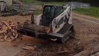 Firewood Processor Halverson HWP120 On a Bobcat T650 428 [upl. by Lantz]