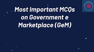 EMRS Accountant Class 3 Government e Marketplace GEM Important MCQs [upl. by Darian]