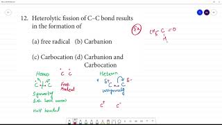 Heterolytic fission of C–C bond  free radical  Carbanion  Carbocation  Carbanion and Carbocation [upl. by Ailati]