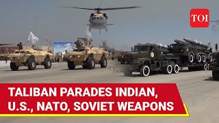 Taliban Victory Parade Missiles Aircraft Humvees amp Artillery From US India Russia On Display [upl. by Nyasuh868]