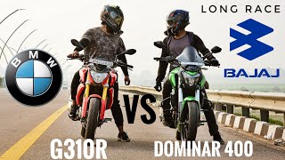 DOMINAR 400 VS BMW G310R Long Race  GPS speed test  who will win [upl. by Kuo]