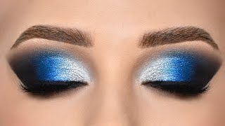 BLUE amp SILVER Smokey Eye Makeup Tutorial [upl. by Harlene976]