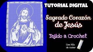 Carpeta tejida a Crochet Sagrado Corazón de JesúsTejido Con Hilo de CoserTutorial Digital [upl. by Moreta]