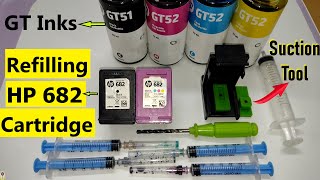 Refilling HP 682 Ink Cartridge  HP 682 Cartridge refill for HP 2330 2335 2336 2338 Printers etc [upl. by Ainot]