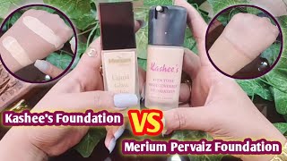 Kashees VS Merium Pervaiz Foundation  Live honest Demo review  Even tone vs glass skin foundation [upl. by Ahsiret]