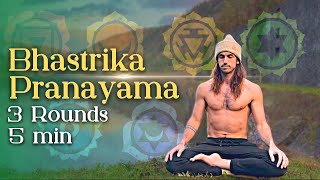 Bhastrika Pranayama I 3 Rounds I 5 Min ENERGY boost [upl. by Enajiram60]