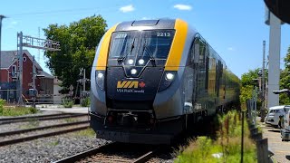 4K VIA Rail Siemens Charger Set at the Brockville Train Station [upl. by Gnirol]