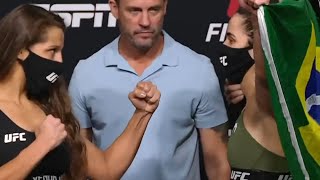 Felicia Spencer vs Norma Dumont Viana  Weighin FaceOff  UFC Fight Night Font vs Garbrandt [upl. by Imij]