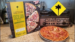 California Pizza Kitchen Sicilian Recipe Crispy Thin Crust Pizza Review [upl. by Nevets]