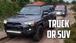 SUV vs Truck for overland travel  Which vehicle is best for overlanding 4runner zr2 overland [upl. by Eniarda23]