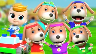 Five Little Dogs Jumping On The Bed Preschool Rhymes And Kids Songs [upl. by Agnella667]