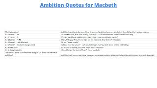 Ambition Quotes for Macbeth [upl. by Awjan]