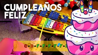 Tocando CUMPLEAÑOS FELIZ en mi Xilófono Económico  SUPER FACIL Notas Musicales [upl. by Rebmak]