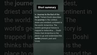 journey to the end of the earth 🌍 class 12 short summary short [upl. by Eisnyl]