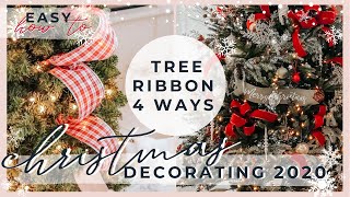 HOW TO PUT RIBBON ON A CHRISTMAS TREE  4 EASY RIBBON TUTORIALS [upl. by Eiboh]