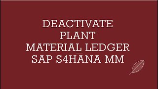 deactivate plant sap mm  deactivate material ledger sap mm  deactivate valuation area sap mm  sap [upl. by Adile]