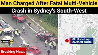 Man charged after fatal multivehicle crash in Sydneys southwest  Channel 86 Australia [upl. by Demp]