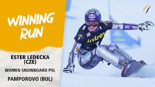 Ester Ledecka hits the backtoback button  FIS Snowboard World Cup 2324 [upl. by Darryn574]