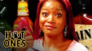 Keke Palmer Laughs Uncontrollably While Eating Spicy Wings  Hot Ones [upl. by Namwen]