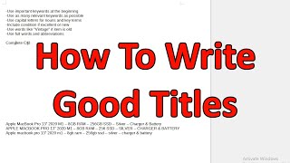 Ebay Selling Tips 10 How To Write Good Titles [upl. by Alleb]