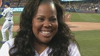 Amber Riley Represents for Dodgers LGBT Night [upl. by Ahiel37]